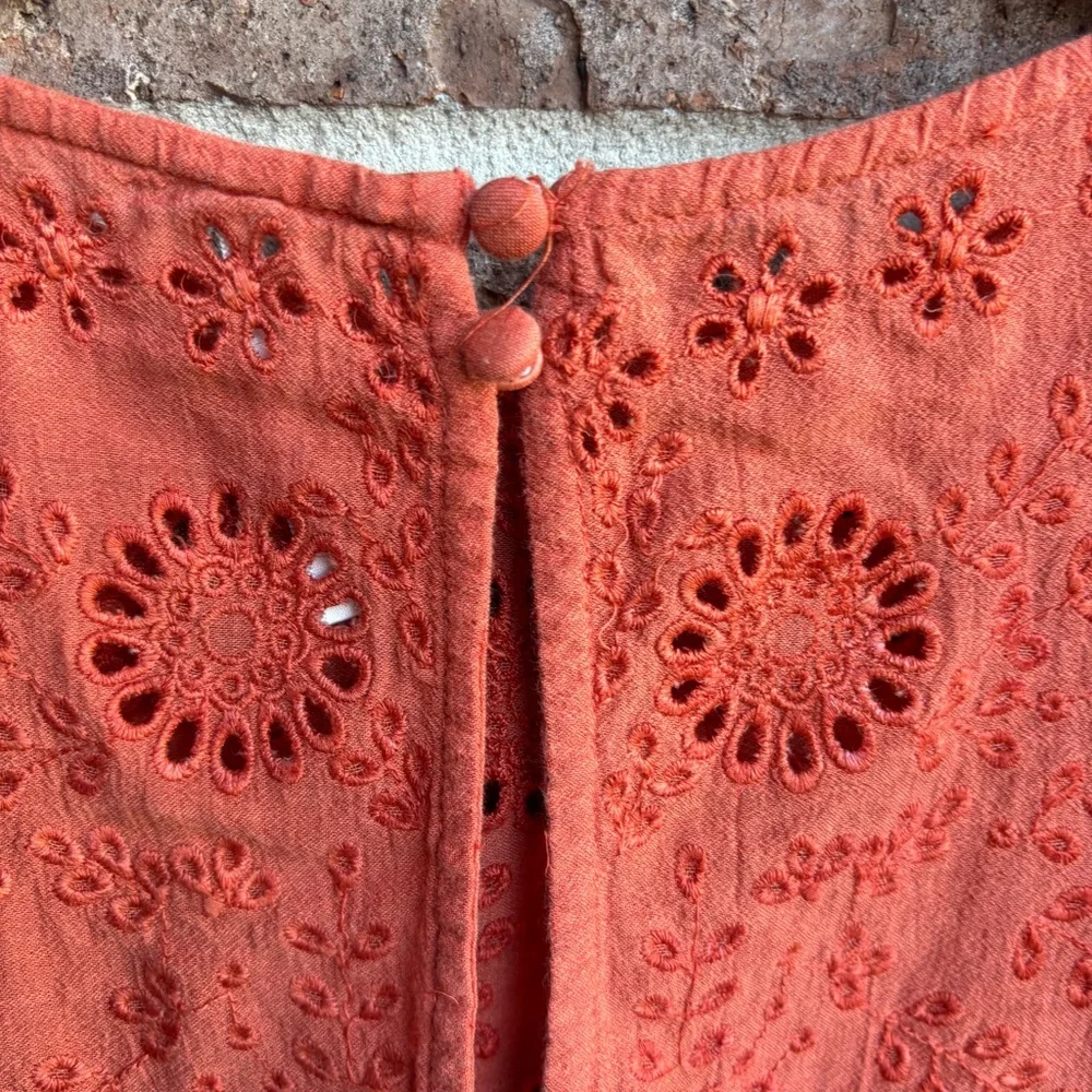 Free people Valencia Orange Embroidered Top